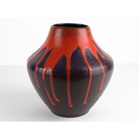 Scheurich Keramik Vase, Lila Rot Keramik, West German Pottery, Mid Century 70Er Jahre - Vintage Vase von TomsVintageSalon