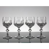 Set Von Vier Vintage Weingläsern, Handgeschliffene Kristallgläser, Longchamp Gläser, Mid Century, 60Er 70Er Jahre von TomsVintageSalon