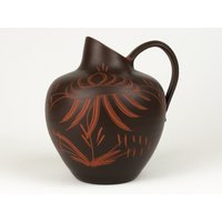 Terra Sigillata Sgraffito Keramik Vase, Vintage Keramikvase, West German Pottery, 50Er Jahre, Mcm Vase von TomsVintageSalon