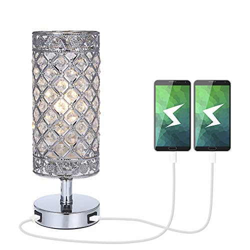 Tomshine Crystal Table Lamp Table Lamp with 2 USB Connections Bedside Table Lamp with K5 Crystal for Living Room, Bedroom, Dining Room von Tomshine
