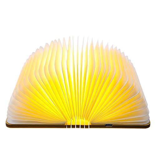 Tomshine LED-Lampe Klappbuchleuchte aus Holz mit wiederaufladbarer USB-Fernbedienung,12 Farben und Timer Dimmbares Stimmungslicht für Geburtstage von Tomshine