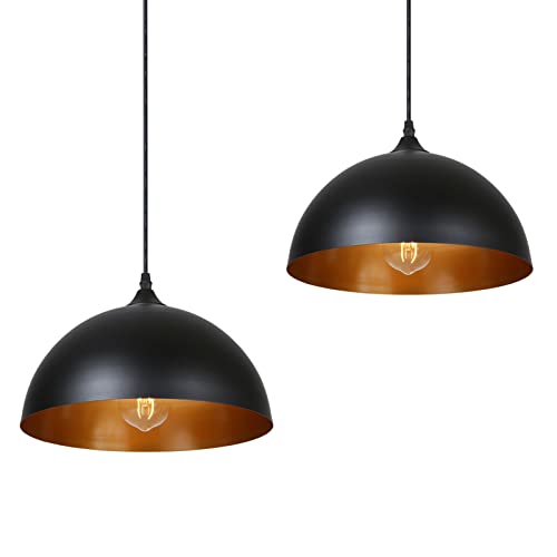 Tomshine Pendelleuchte, 2x Retro Hängelleuchte Hängelampe aus Metall, Industrielle Vintage LED Pendellampe, Ø 30cm, weiß (schwarz) von Tomshine