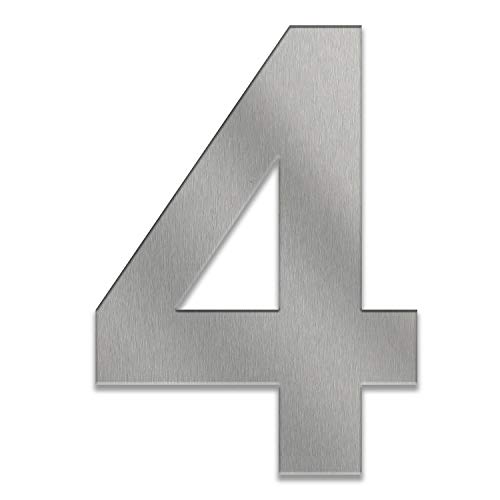Tomtec Hausnummer aus Edelstahl in verschiedenen Größen und 4 Farbtönen (Edelstahl, Anthrazit, Schwarz, DB703) Zahlen 0-9; Buchstaben: a-f (10 cm, 4) von Tomtec