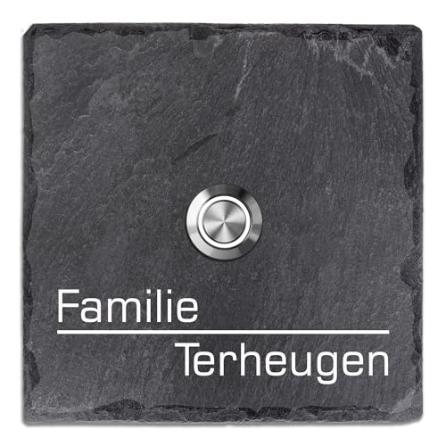 Tomtec Türklingel Schiefer Haustürklingel Klingelplatte Schiefer Klingelschild Design Tomtec 100x100mm von Tomtec
