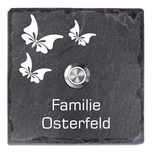 Tomtec Türklingel Schiefer Haustürklingel Klingelplatte Schiefer Klingelschild Design Tomtec 100x100mm von Tomtec