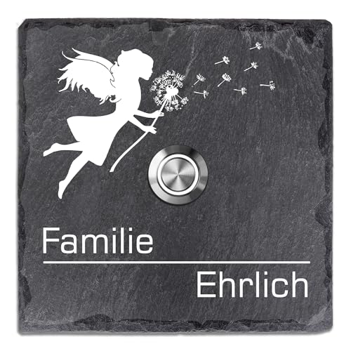 Tomtec Türklingel Schiefer Haustürklingel Klingelplatte Schiefer Klingelschild Design Tomtec 100x100mm von Tomtec