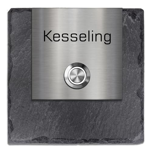 Tomtec Türklingel Schiefer Haustürklingel Klingelplatte Schiefer Klingelschild Design Tomtec 100x100mm von Tomtec