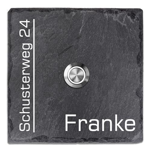 Tomtec Türklingel Schiefer Haustürklingel Klingelplatte Schiefer Klingelschild Design Tomtec 130x130mm von Tomtec