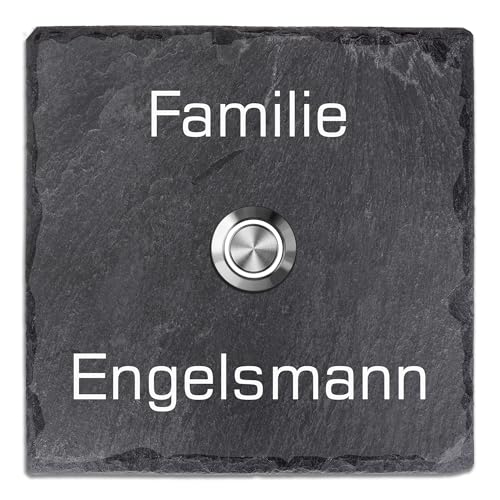 Tomtec Türklingel Schiefer Haustürklingel Klingelplatte Schiefer Klingelschild Design Tomtec 130x130mm von Tomtec