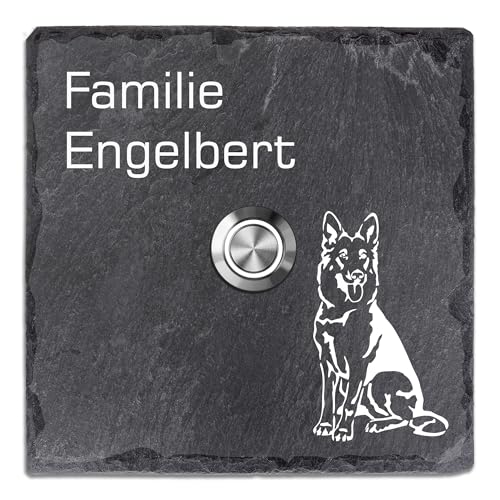 Tomtec Türklingel Schiefer Haustürklingel Klingelplatte Schiefer Klingelschild Design Tomtec 130x130mm von Tomtec