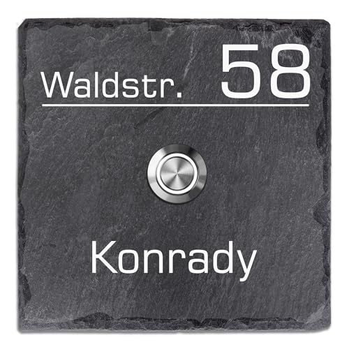 Tomtec Türklingel Schiefer Haustürklingel Klingelplatte Schiefer Klingelschild Design Tomtec 130x130mm von Tomtec