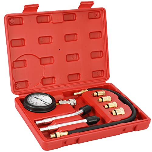 Tomvorks Benzinmotor-Tester Auto-Benzin-Gas-Gas-Zylinder-Druckmessgerät Automotive Test Kit 0-300PSI mit Koffer für die Automechanik von Tomvorks