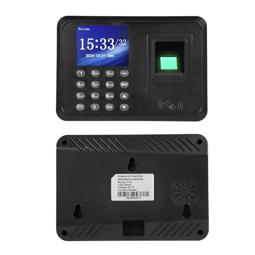 Tomvorks Biometrische Zeiterfassungsmaschine, 1000 Fingerabdrücke und Passwörter, ID-Kartenleser, 2,4-Zoll-Bildschirm, Unterstützt U-Disk-Export, Stabiler Betrieb, Effizientes (EU -Stecker) von Tomvorks