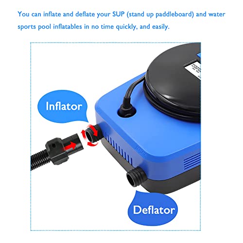 Tomvorks Elektrische Luftpumpe, 350 L/min Inflationsgeschwindigkeit, Intelligentes LCD -Display, 12 -V -Gleichstromanschluss für Wassersportgeräte, 6 PCS -Düsen für Aufblasbare Pumpe (Vier) von Tomvorks