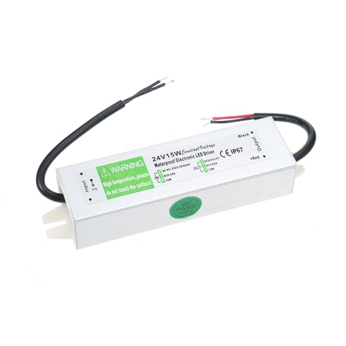 Tomvorks IP67 Wasserdichtem LED-Treiber, Switch Netzteiltransformator Adapter AC 90V-250V zu DC 24 V 10W für LED-Streifen-Licht Im Freien Lightbox Signboard, die 24 V/10 W Strom Liefert, (24 V 15W) von Tomvorks