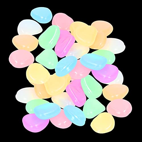 Tomvorks Künstliche Fluoritgartenkiesel Leuchten in den Dunklen, Selbstleuchtenden Steinen für Gehwege, Aquariumdekor, Pflanzen (200pcs) von Tomvorks