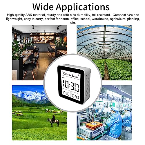 Tomvorks Multifunktionaler Luftqualitätsdetektor, Intelligent Air Quality Analyzer CO2 CO TVOC HCHO PM2.5 PM1.0 PM10 Detektor mit App für Home Office School Warehouse (Weiß) von Tomvorks
