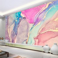 Bunte Marmor Tapete Wandbild, Farbiger Wandbild Wanddeko von Tomwallart