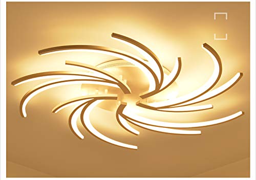 2042White5-WJ LED Deckenleuchte mit Fernbedienung Lichtfarbe/ Helligkeit einstellbar Acryl-Schirm weiß lackierter Metallrahmen Modernes Design Energieeffizienzklasse: Modern (2042White-5WJ) von TonHan GmbH