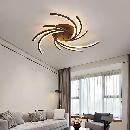 TonHan GmbH LED Deckenleuchte 2042K-3 mit Fernbedienung Lichtfarbe/Helligkeit einstellbar weißer Acryl-Schirm kaffeefarbe lackierte Metallrahmen Modernes Design (2042Kaffee-3 Ø 87cm) von TonHan GmbH