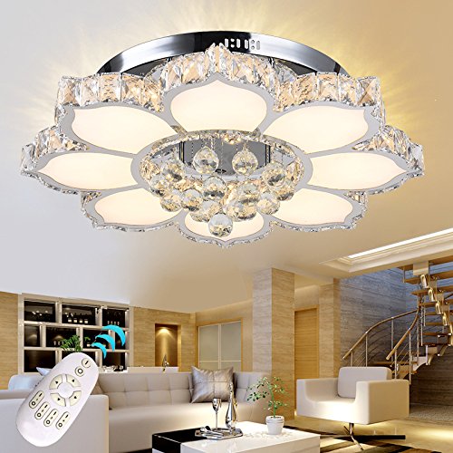 LED Deckenleuchte 3017WJ-66cm 132W mit Fernbedienung warmweiß bis kaltweiß einstellbar.dimmbar Kristall 3x5 cm Deckenlampe Wohnzimmerlampe Leuchte Lampe Pendelleuchte Energieeffizient led Leuchtung von TonHan GmbH