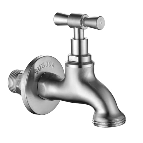 Tondiy Auslaufhahn 1/2'' Anschluss mit 3/4'' Adapter, Wasserhahn Auslaufventil, mit Wanddekoration Abdeckung, SUS304 Edelstahl, Matt Tondiy Auslaufhahn 1/2'' Anschluss mit 3/4'' Adapter, Wasserhahn Auslaufventil, mit Wanddekoration Abdeckung, SUS304 Edelstahl, Matt von Tondiy