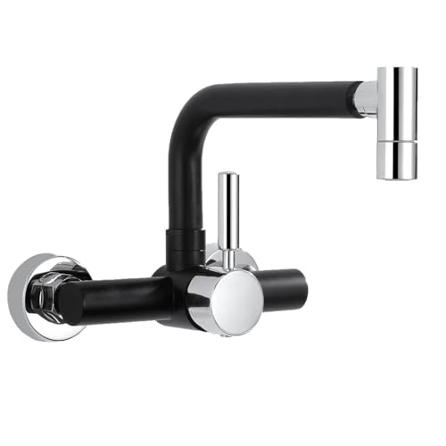 Tondiy Wandarmatur Küche mit 2 Strahlarten, Küchenarmatur Wandmontage mit 360° drehbar, Wand Wasserhahn Küche Mischbatterie, Schwarz Tondiy Wandarmatur Küche mit 2 Strahlarten, Küchenarmatur Wandmontage mit 360° drehbar, Wand Wasserhahn Küche Mischbatterie, Schwarz von Tondiy