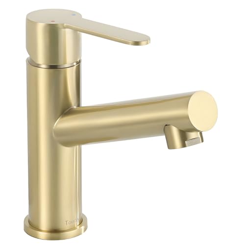 Tondiy Wasserhahn Bad Gold Matt, Edelstahl Waschtischarmatur mit Auslauf Höhe 87 mm, Einhebelmischer Waschbecken Armaturen, Badarmatur Mischbatterie mit Wassersparfunktion von Tondiy