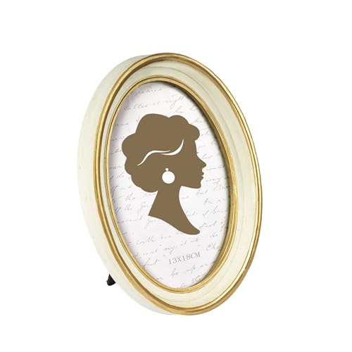 Tone Link. Ovaler Vintage-Bilderrahmen, 12,7 x 17,8 cm, luxuriöser antiker Bilderrahmen mit Glasfront, Tisch-Wandbehang, Cremefarben und Gold Tone Link. Ovaler Vintage-Bilderrahmen, 12,7 x 17,8 cm, luxuriöser antiker Bilderrahmen mit Glasfront, Tisch-Wandbehang, Cremefarben und Gold von Tone Link.