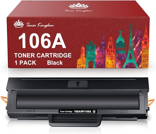 Toner Kingdom 106A Tonerkartuschen ersetzen für HP 106A W1106A Kompatibel für HP Laser 107a 107r 107w MFP 135a MFP 135w MFP 135r MFP 137fnw MFP 135wg MFP 137fwg (1 schwarz, mit Chip) von Toner Kingdom