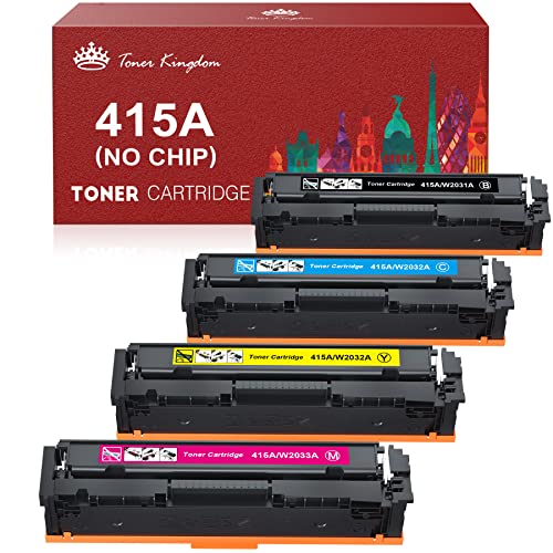 Toner Kingdom 415A Toner kartusche Kompatible für HP 415A W2030A W2031A W2032A W2033A Ersatz für HP Color Laserjet Pro MFP M479dw M479fdw M479fdn Pro M454dn M454dw (4 Packung, kein chip) von Toner Kingdom