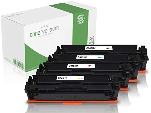 Tonerversum 4 Toner kompatibel zu Canon 045H Schwarz Cyan Magenta Gelb für i-SENSYS MF633cdw LBP-613cdw MF631cn LBP-611cn LBP-612cdw MF632cdw MF634cdw MF635cx MF636cdwt von Tonerversum