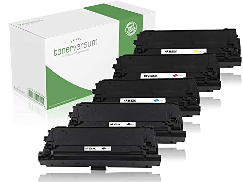 5 Toner XL kompatibel zu HP CF360X CF361X CF362X CF363X 508X Schwarz Cyan Magenta Gelb für Color Laserjet Enterprise M552 M552dn M553 M553n M553dn M553x MFP M577 M577dn Laserdrucker von Tonerversum