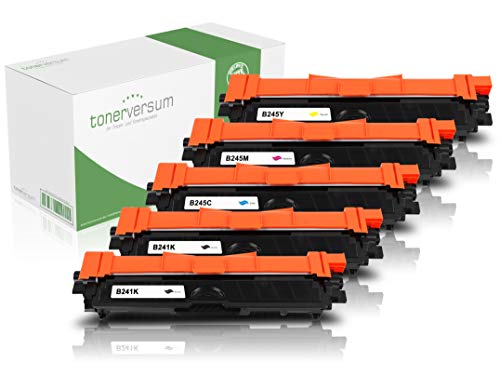 5 Toner kompatibel zu Brother TN-241 TN-245 Schwarz Cyan Magenta Gelb Patrone für DCP-9020cdw HL-3140cw MFC-9332cdw MFC-9330cdw MFC-9140cdn MFC-9340cdw Laserdrucker TN-241BK TN-245C TN-245M TN-245Y von Tonerversum