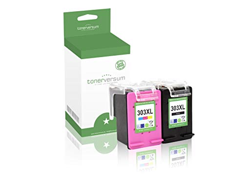 Tonerversum 2 Tintenpatronen kompatibel zu HP 303XL Schwarz Color für Envy Photo 7130 6230 7830 7134 6220 6232 6234 71830 Tango X 303 XL Multipack von Tonerversum