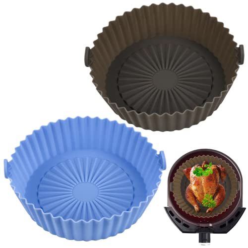 2 nur Air Fryer Silicone Pot,Air Fryer Accessories 6.5 zoll,Wiederverwendbar Antihaft Luftfritteuse Matten Universal Air Fryer Basket, für Backofen,Mikrowelle Kuchenbackform, Dampfgarer usw von Tongboke