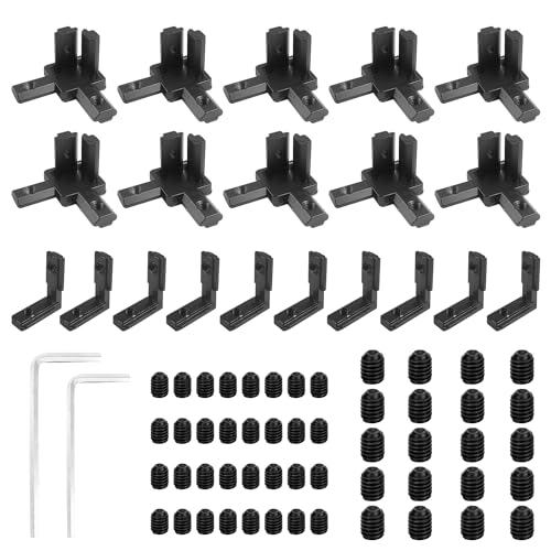 Verbinder Bausatz, Inklusive 90 - Grad - Winkelhalterung und 3 - Wege - End-Eckwinkel - Verbinder, Stabile alu Profile mit M5/M4 - Mutter, für Schlitz 6mm 20S Aluminium Schienen Zubehör von Tongboke