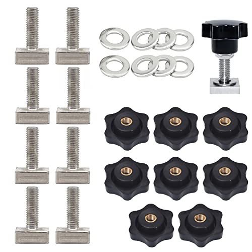 8 Stück T Nut Adapter,Edelstahl M8x30mm Nutensteine -Adapterschrauben, T-Nut-Klemmschraube mit Pflaumenbaum Mutter und Unterlegscheibe für Dachbox Befestigung, T-Nut (M8) von Tongboke