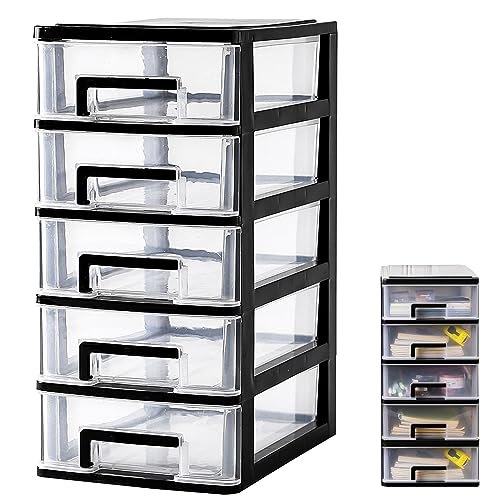 Schubladenschrank Kunststoff Büro, Datei Schrank Schublade, 5 Tier Aufbewahrungsbox mit Schubladenbox, Kosmetische Organizer, Stapelbar Kunststoff Schublade für Büro Schlafzimmer (1) von Tongboke