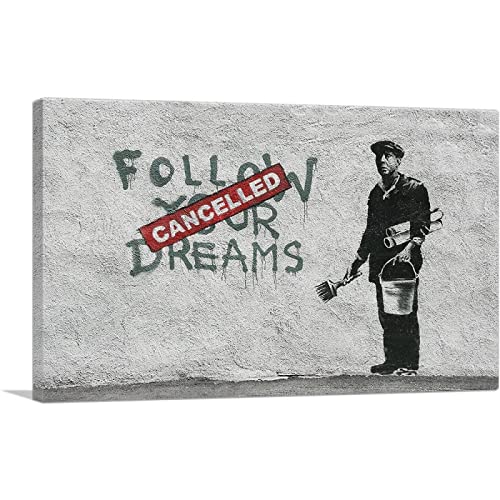 Banksy Leinwandmalerei"Follow Your Dreams Cancelled"Poster Berühmtes Bild ist anwendbar Wandkunst für Wohnzimmer Dekor Rahmenlos 80x120cm rahmenlos von Tongda Decor