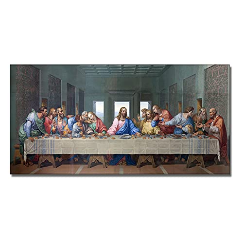 Berühmte Leinwandmalerei Das letzte Abendmahl von Leonardo Da Vinci Poster Wand Kunst Bilder für Wohnzimmer Wohnkultur Rahmenlos 70x140cm rahmenlos von Tongda Decor