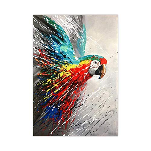 Bunte Papagei Tier Aquarell Leinwand Malerei Pop Art Poster und Drucke Abstrakte Kunst Wandbild für Wohnzimmer Dekoration 70x100cm Rahmenlos von Tongda Decor