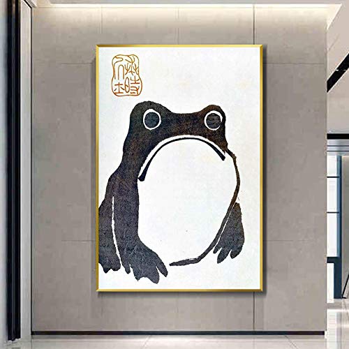 Tongda Decor Antike Vintage Matsumoto Hoji Frosch Leinwand Kunstdruck Japanischer Holzschnitt Hässliche süße Kröte Wandkunst Leinwandmalerei 60x40cm rahmenlos von Tongda Decor