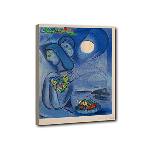 Tongda Decor Gespannt und gerahmt Marc Chagall《Saint Jean Cap Ferrat,1952》Berühmte Gemälde, Poster und Drucke auf Leinwand, 65 x 85 cm Innenrahmen von Tongda Decor