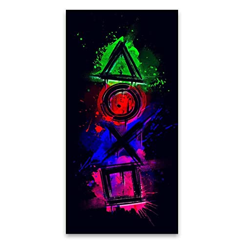 Tongda Decor Moderne abstrakte Gaming Neon Leinwand Gemälde Playstation Poster Wall Art Bilder für Jungen Kinder Zimmer Dekor Rahmenlos 140x70cm rahmenlos von Tongda Decor