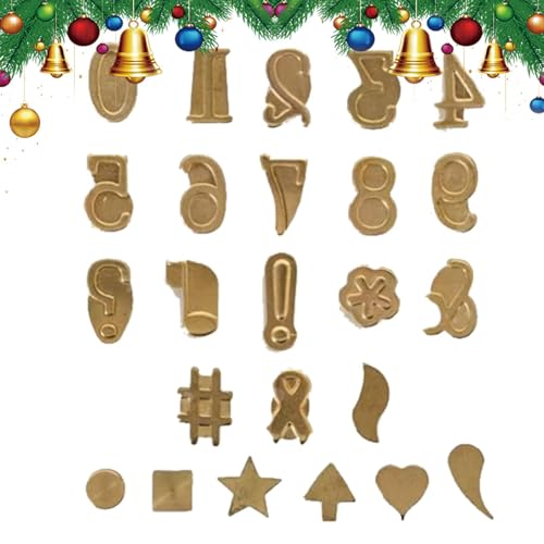 Holzbrennspitzen-Set, Buchstaben-Holzbrennwerkzeug, goldenes Messing, reines Kupfer, Zahlen und Symbole, Holzstempel-Set für D-IY Prägung, Schnitzen, Handwerk, Holz, Leder brennen von Tongfer