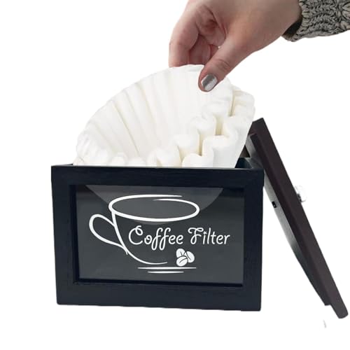 Kaffeefilterhalter, rustikaler Bauernhaus-Kaffeefilterhalter mit Deckel, Kaffeebar-Zubehör, Heimdekoration, Kaffeefilterbehälter für Theke Kaffeefilterhalter, rustikaler Bauernhaus-Kaffeefilterhalter mit Deckel, Kaffeebar-Zubehör, Heimdekoration, Kaffeefilterbehälter für Theke von Tongfer