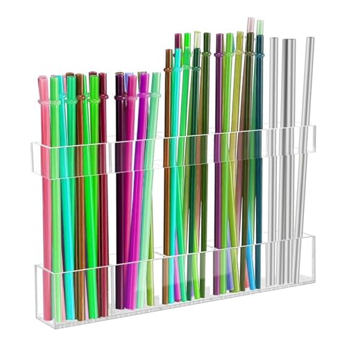 Strohhalm-Halter, Acryl, transparenter Strohhalm-Spender, Küchentheke, Aufbewahrungsregal für Kaffee, Rührstab, Gabel, Esszimmer von Tongfer