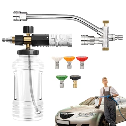 Tragbares Autowaschsprühgerät – Auto-Seifensprüher | Einstellbarer Hochdruck-Sprühdüsen-Kit Reinigungskanone Aufsatz für LKW, , Motorrad, Boot von Tongfer