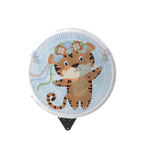 Ventilatorabdeckung für Kinder, niedliches Tigermuster, Ventilator-Sicherheits-Staubschutz, Schutzhülle für runde Ventilatoren, Haushaltsventilatorabdeckung, Finger-Sicherheitsnetz für Kinder von Tongfer